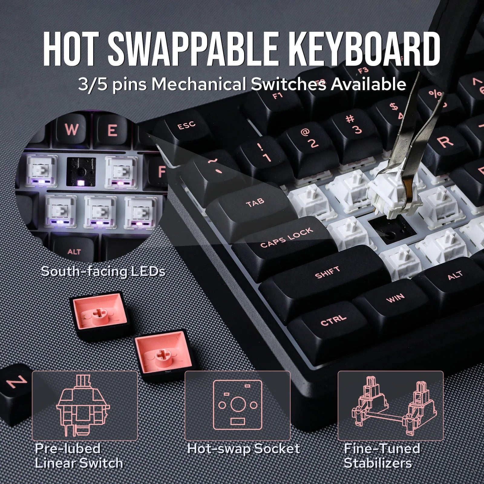EPOMAKER Galaxy100 QMK/VIA 1800 ANSI Layout Aluminum Gasket Wired/BT5.0/2.4Ghz Mechanical Gaming Keyboard with 8000mAh Battery