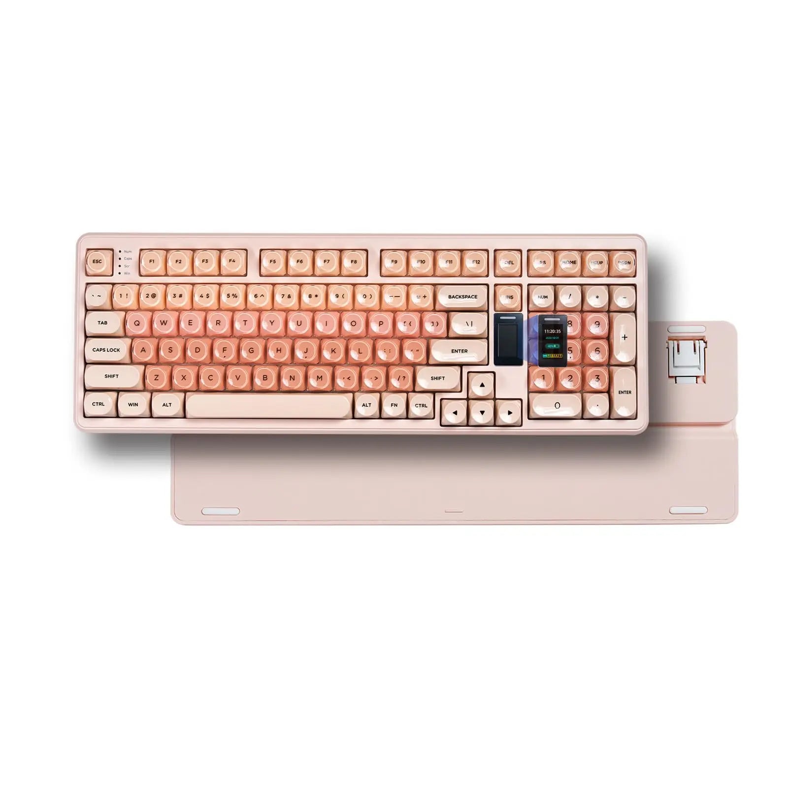 WK98 98% Pink Foundation Keyboard Gaming Mechanical Keyboard 3 Mode with Multimedia Screen RGB Backlit for Win/Mac,Pink