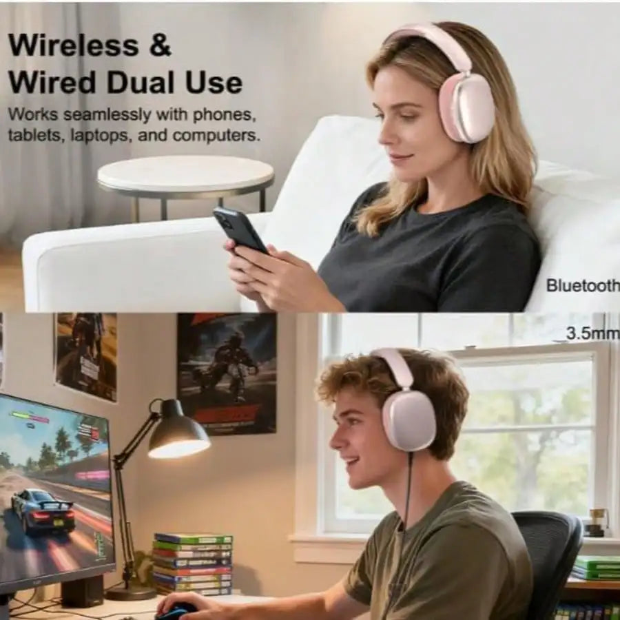 SUNJOM Wireless Bluetooth Over Ear Headphones Up To 28H Battery Life Headset With Microphone Gym Overhead Headphones Compatible With IOS & Android Mobile Phones,Computers,Laptop(Silver)