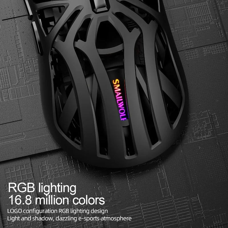 2026 New SMAILWOLF RS8 Gaming Mouse Bluetooth Wireless Three-mode Lightweight Hollow Design 1K Return Computer Long Battery Life