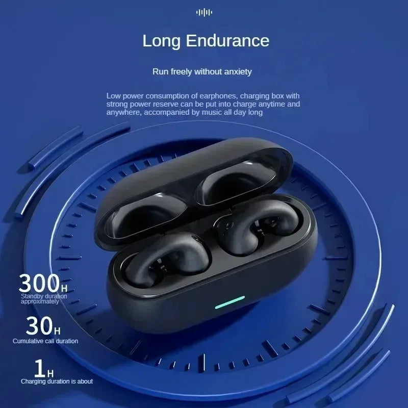 T75 Wireless Bluetooth 5.3 Bone Conduction Headphones Clip Ear Music Noise Canceling Headset HD Call Sports Gaming Earphone