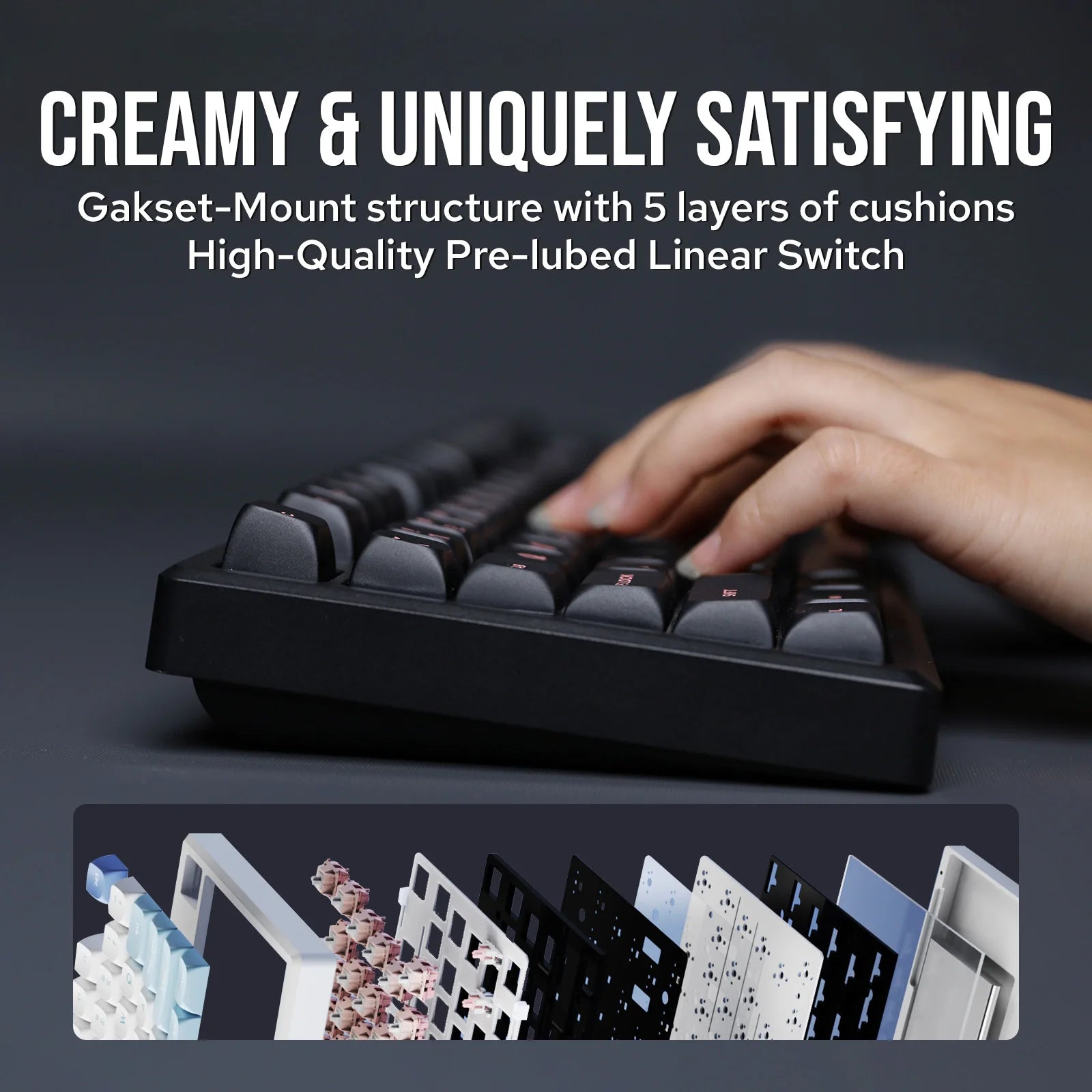 EPOMAKER Galaxy100 QMK/VIA 1800 ANSI Layout Aluminum Gasket Wired/BT5.0/2.4Ghz Mechanical Gaming Keyboard with 8000mAh Battery