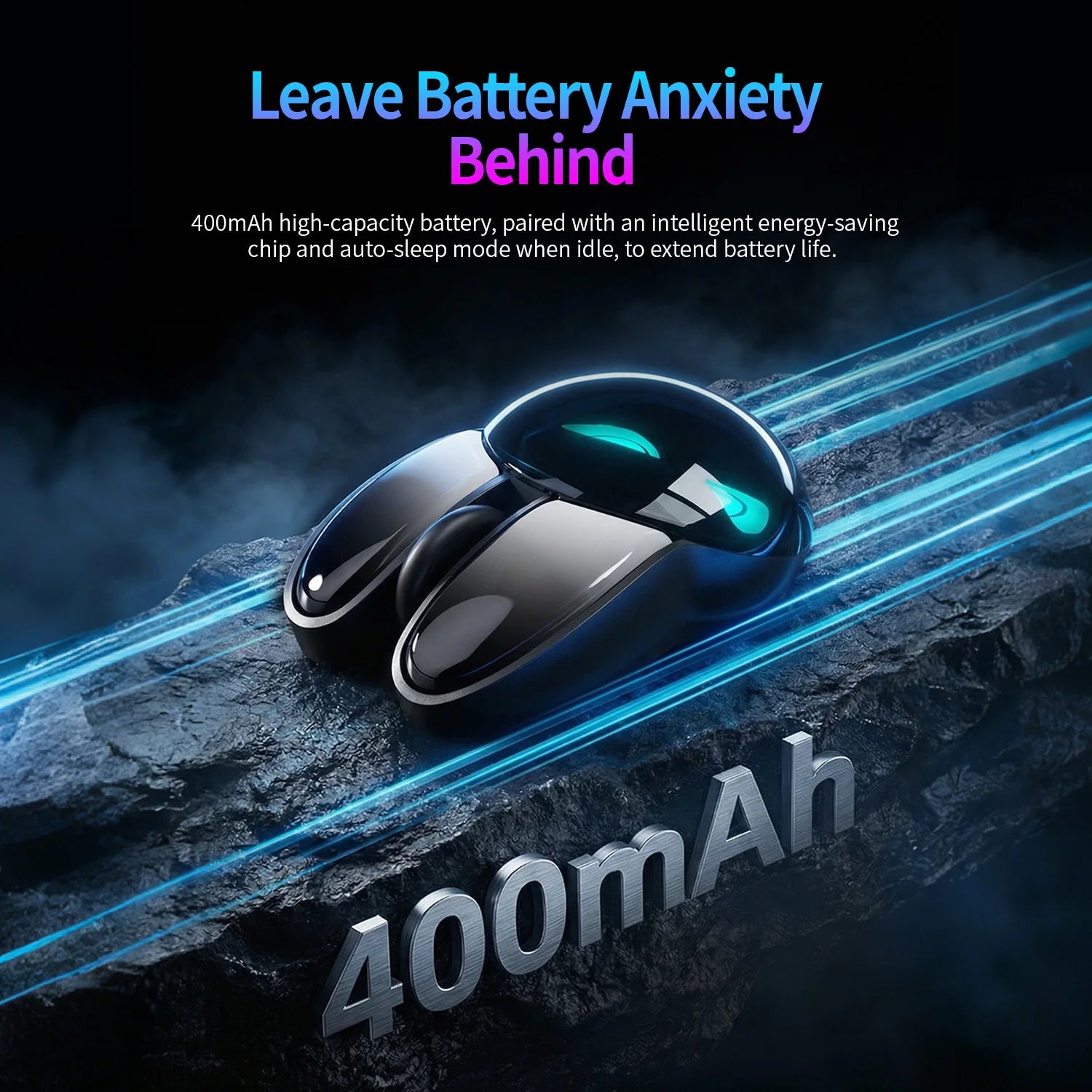 MOFii Rabbit Dual-Mode Wireless Rechargeable Mouse, Gradient Black Bunny Ears, RGB Silent Click Mouse for Office & Gaming