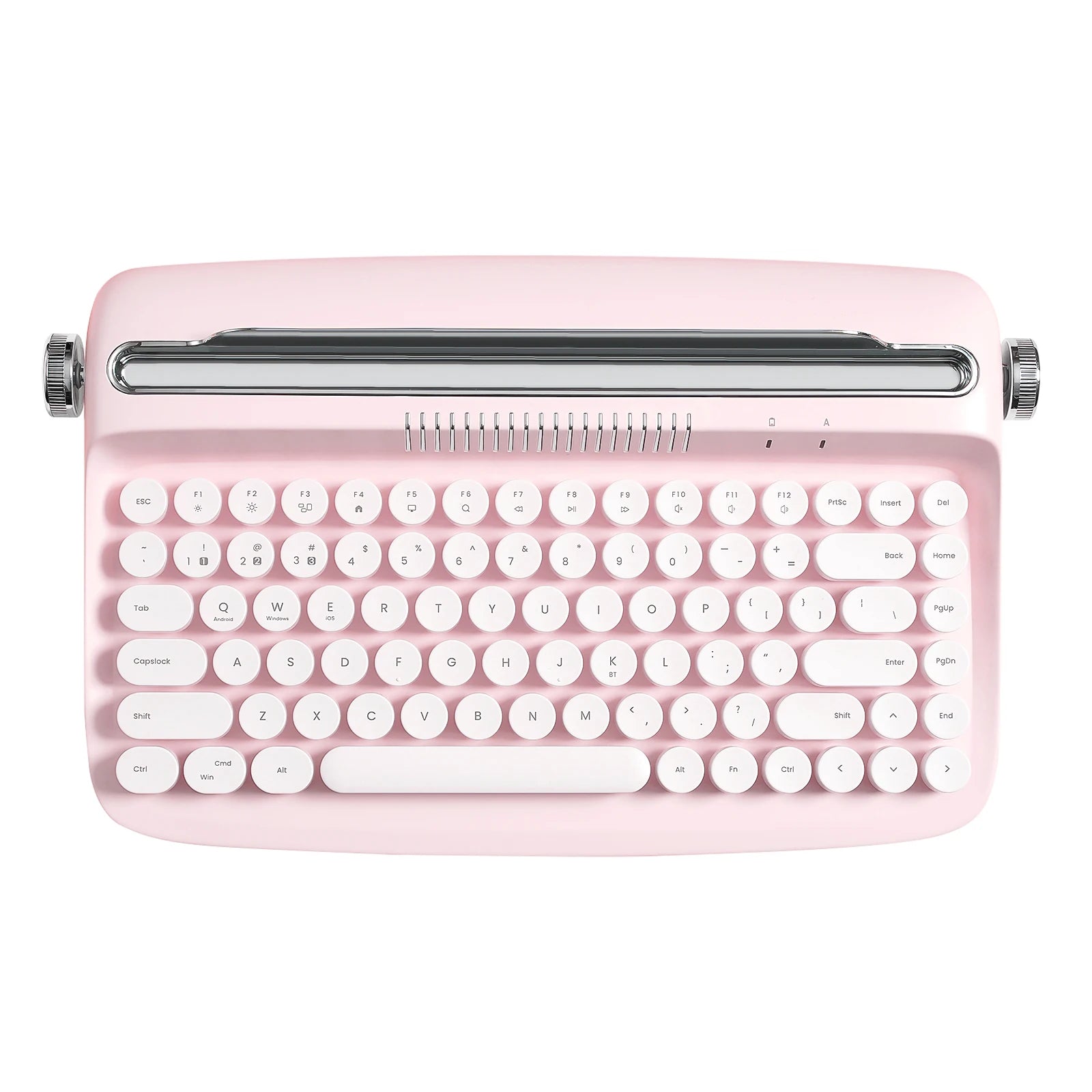 YUNZII B303 Pink Wireless Typewriter Keyboard, Retro Bluetooth Aesthetic Membrane Keyboard with Adjusted Stand for Multi-Device