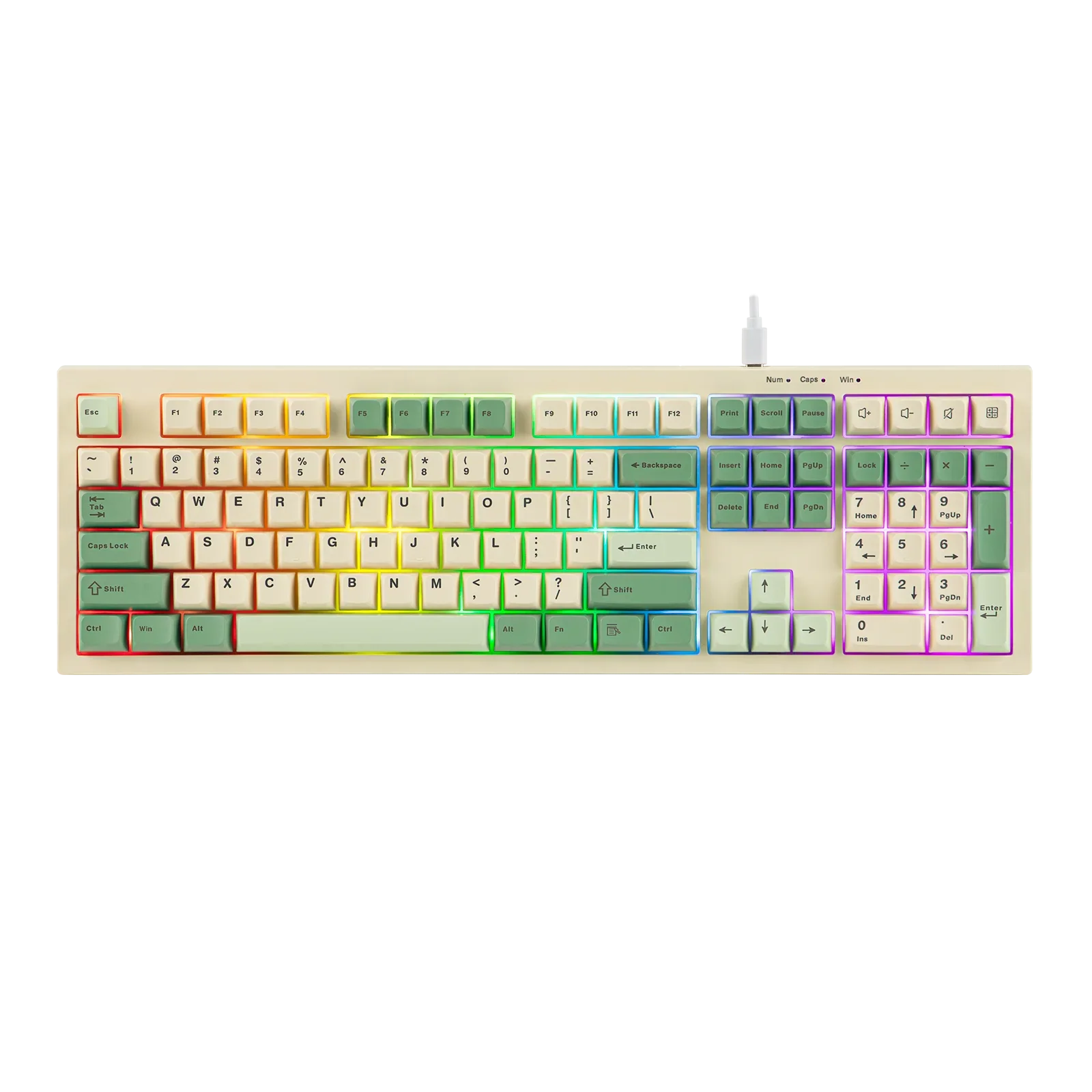 AULA S102 Wired Keyboard Silent Membrane Switch 100% Full Size RGB Backlit Cream Silicone Structure with Numpad for PCLaptop
