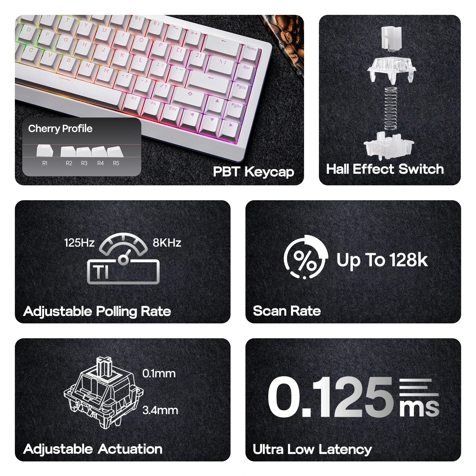 EPOMAKER HE68 Lite 65% ANSI US Layout Tray-Mounted Wired Hall Effect Magnetic Mechanical Keyboard DKS SOCD RGB Backlight
