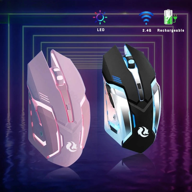 Gaming Mouse Rechargeable 2.4GWireless Bluetooth Mouse Mute Ergonomic Mouse for Computer Laptop LED Backlit Mice