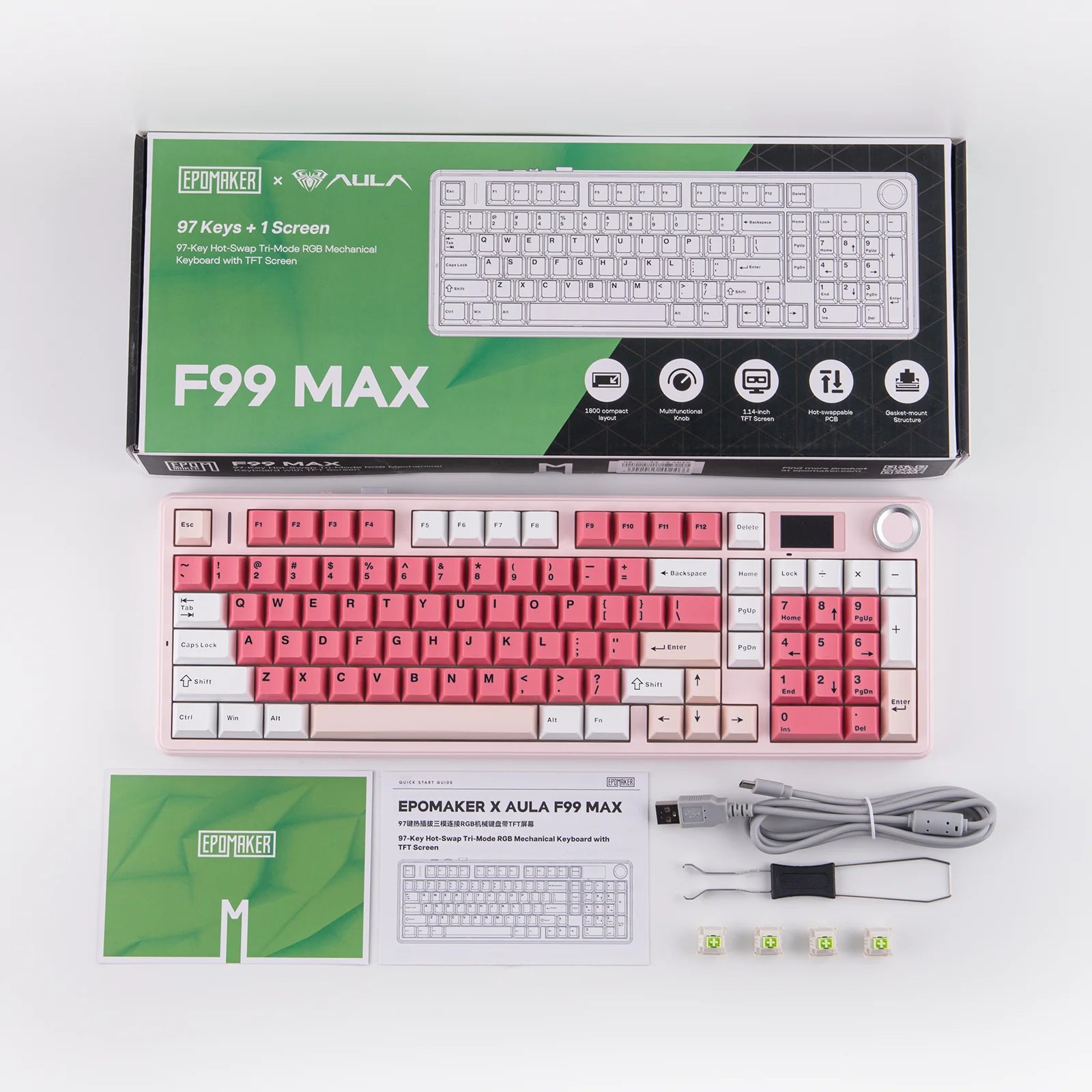 EPOMAKER × AULA F99 MAX 96% ANSI US QWERTY Layout Tri-mode Wireless Mechanical Gaming Keyboard Custom Software & 8000mAh Battery