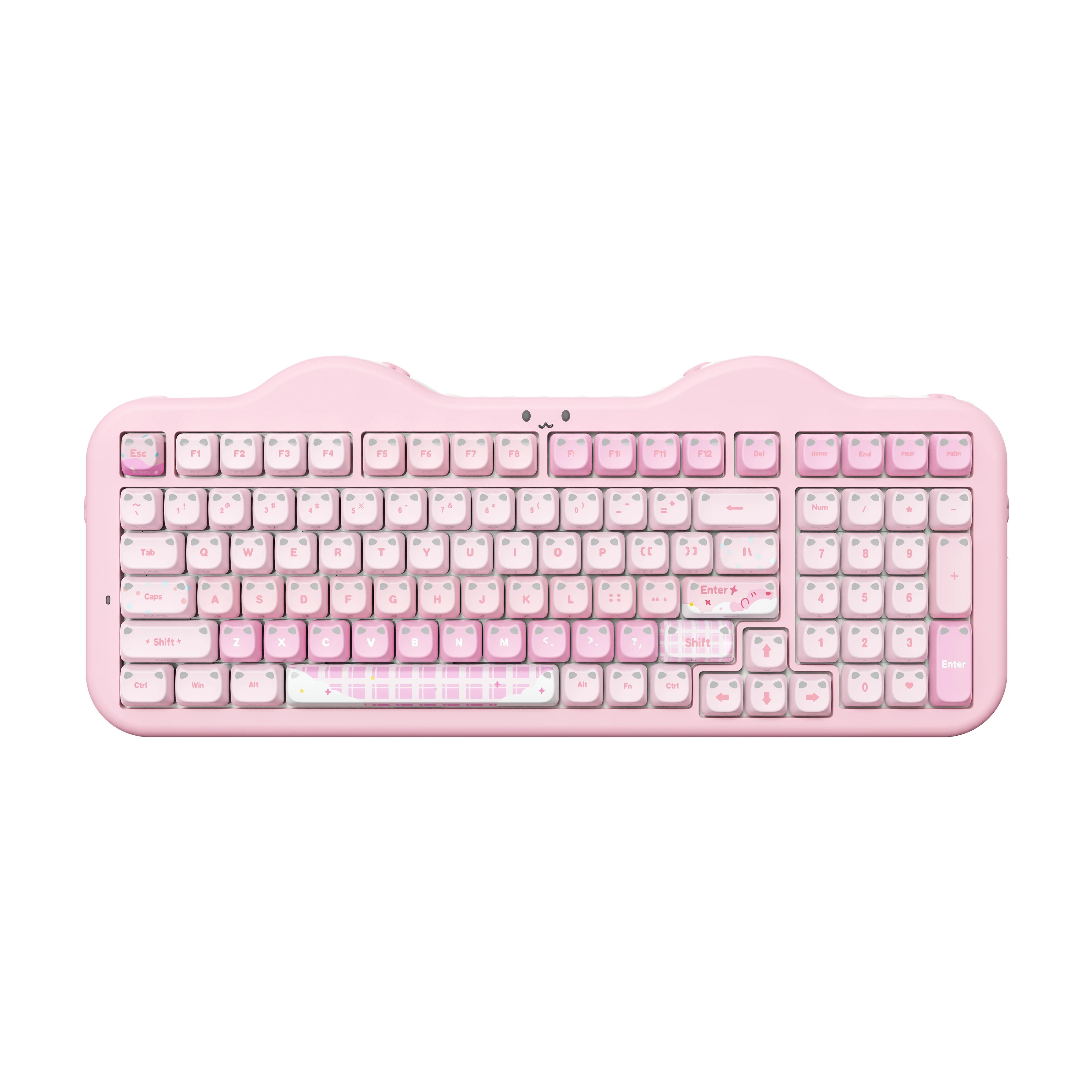 YUNZII C98 Translucent MAO Wireless Mechanical Keyboard,Cute Cat Ear Keycap,Hot Swap Custom RGB Keyboard with Numpad for Win/Mac