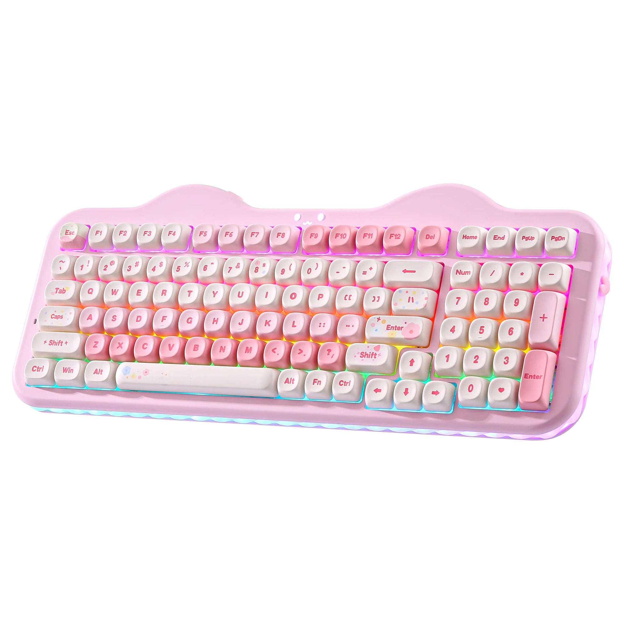 YUNZII C98 Translucent MAO Wireless Mechanical Keyboard,Cute Cat Ear Keycap,Hot Swap Custom RGB Keyboard with Numpad for Win/Mac