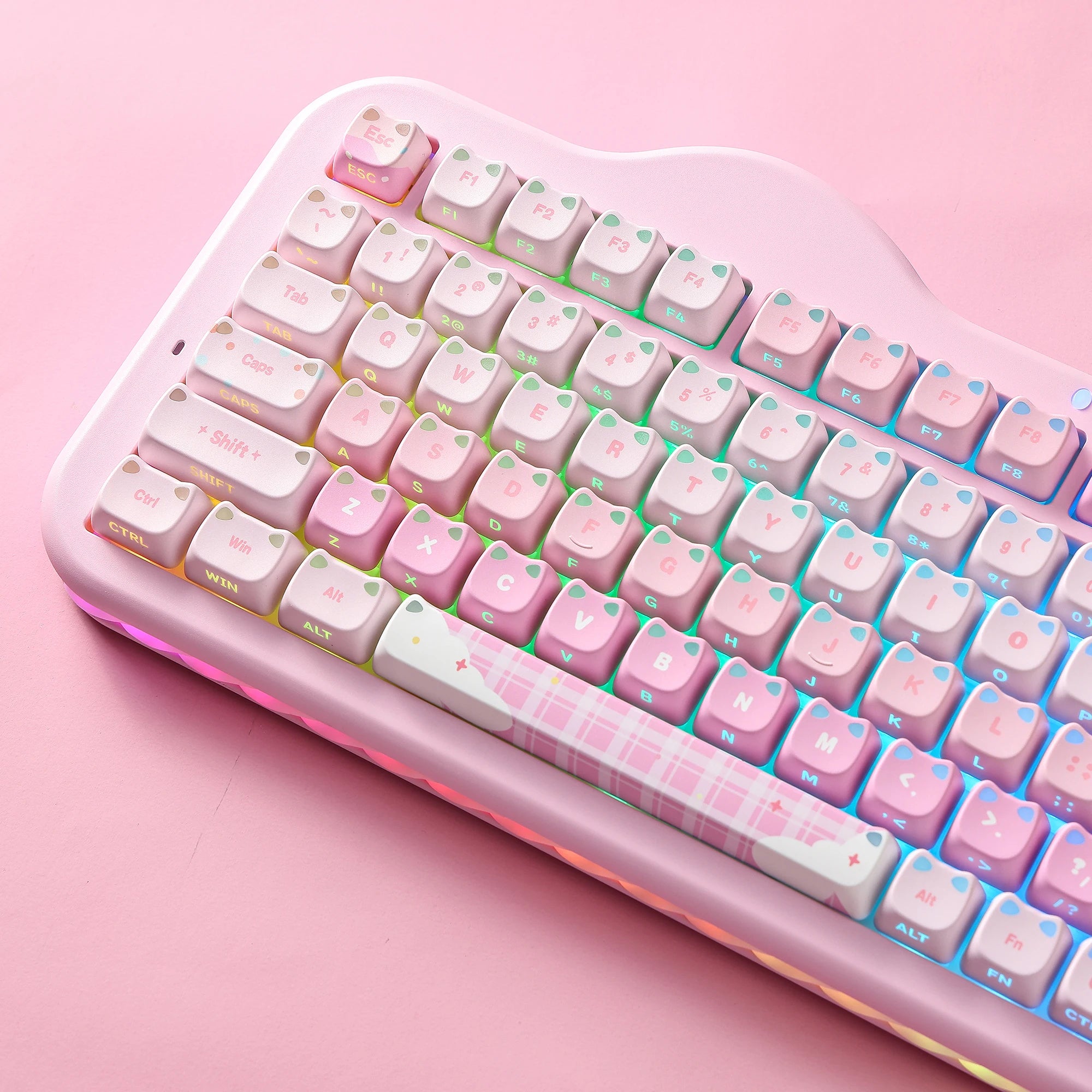 YUNZII C98 Translucent MAO Wireless Mechanical Keyboard,Cute Cat Ear Keycap,Hot Swap Custom RGB Keyboard with Numpad for Win/Mac