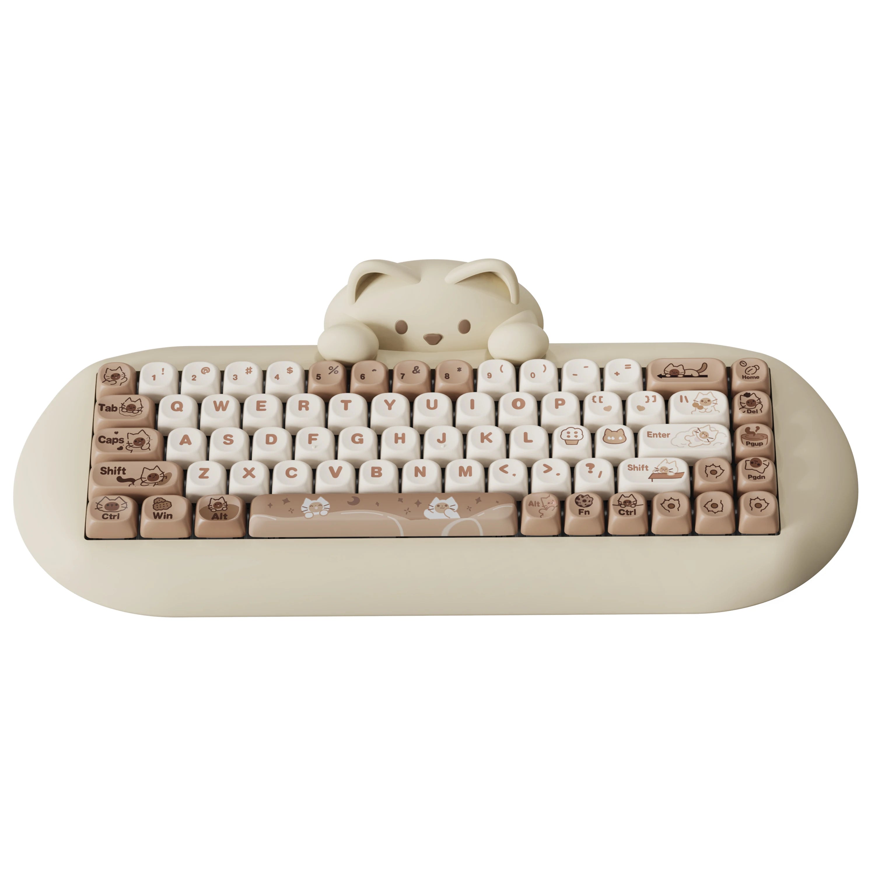 YUNZII C68 Pink 65% Hi-Fi Cute Cat Silicone Hot Swap NKRO  Ergonomic Wireless BT5.0/2.4G/Wired RGB Mechanical Gaming Keyboard